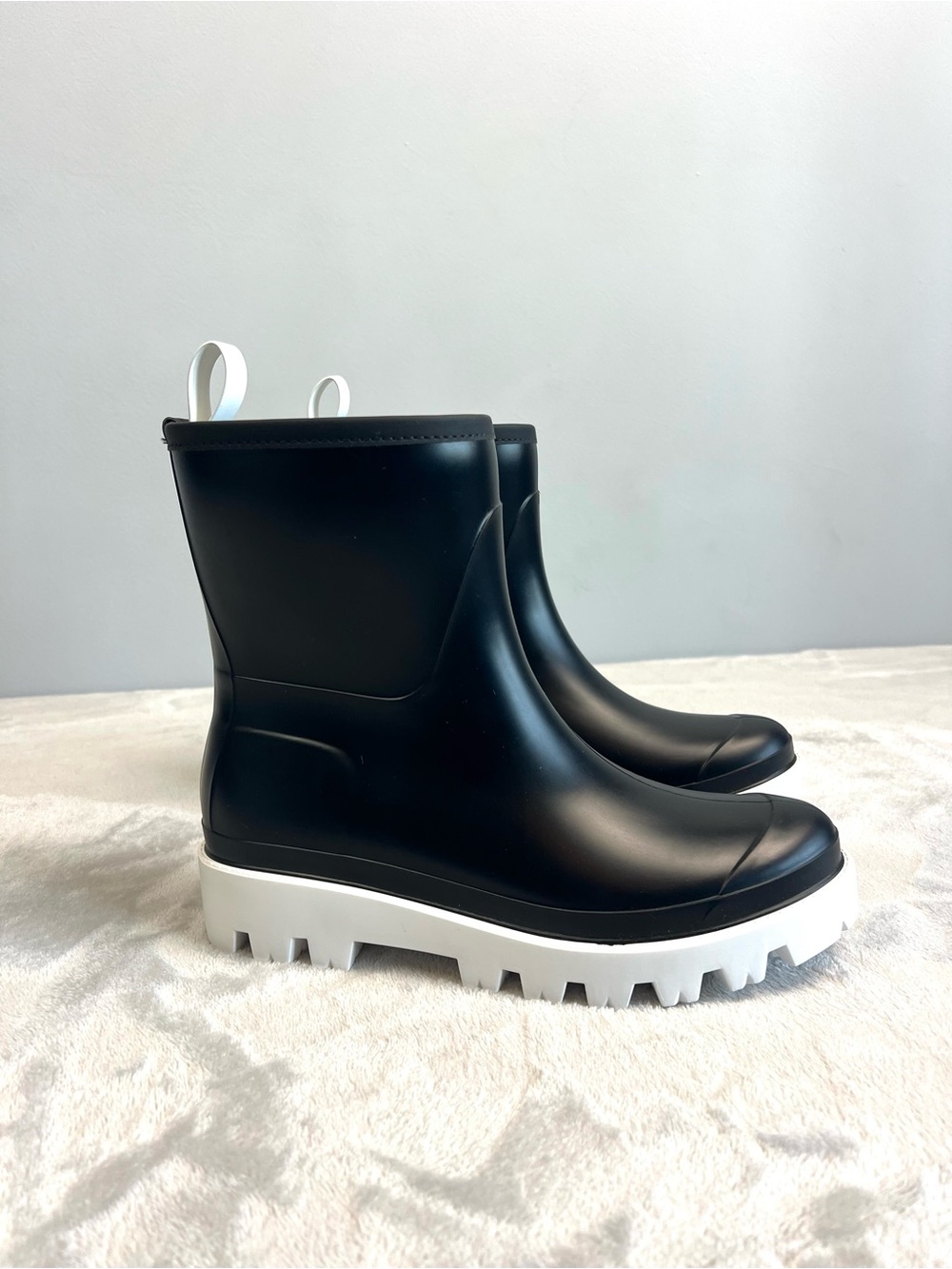 Gia Couture Black Lug Sole Rain Ankle Boots EU 40 Made in Italy NWOT